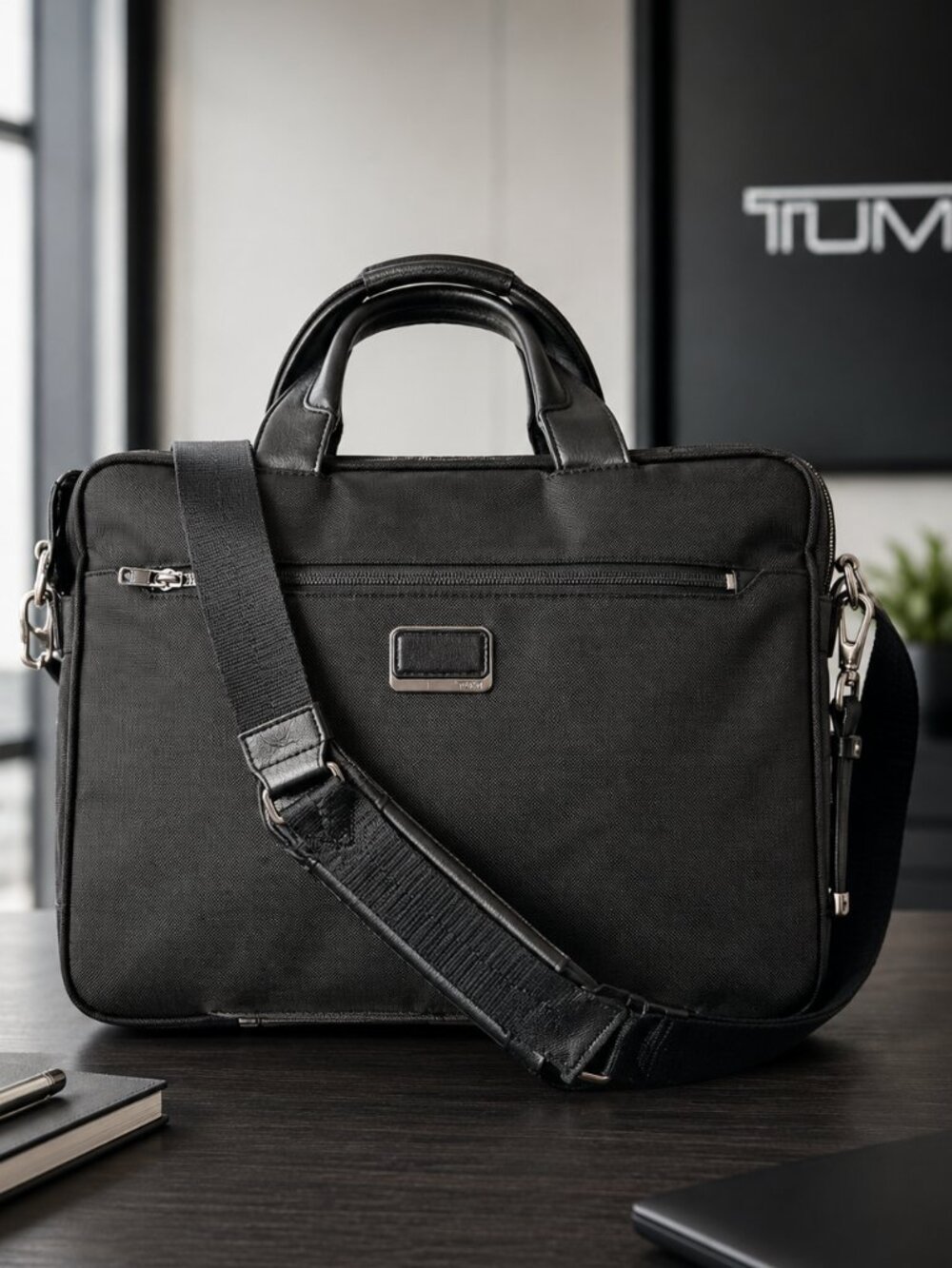 Tumi Arrive Sawyer Briefcase Black Business Bag Travel